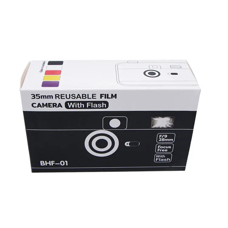 35mm Film Camera Reusable, Compatible with 35mm Color Negative or B/W Film, Non-Disposable Camera with Flash
