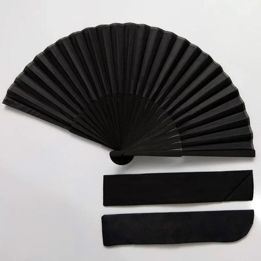Vintage Black Chinese Style Folding Fans Kung Fu Fan Wedding Party Solid Color Pocket Hand Craft Dance Fan Home Decorative Fans