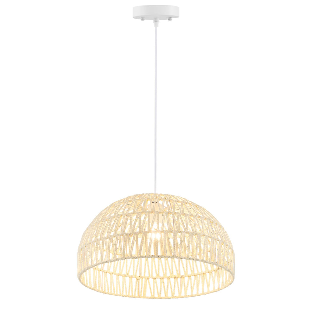 Dome Paper Pendant Ceiling Light with Adjustable Hanging Rope